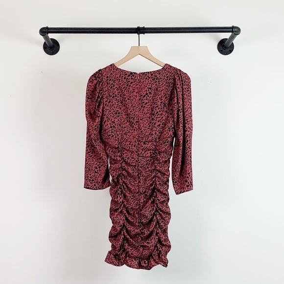 NWT Zara Pink & Black Leopard Printed Dress w/ Draping - Picture 8 of 9